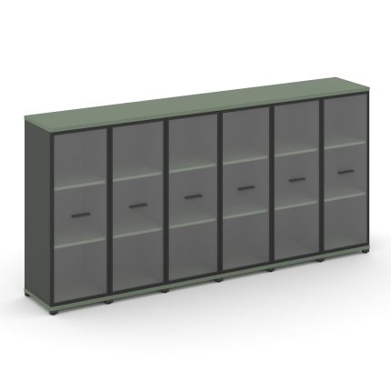 Concept Шкаф 6 узких секций, 3 ниши CN.STU-366 RPB A Кобо/Антрацит/Металл Антрацит/Прозрачный 2500*4