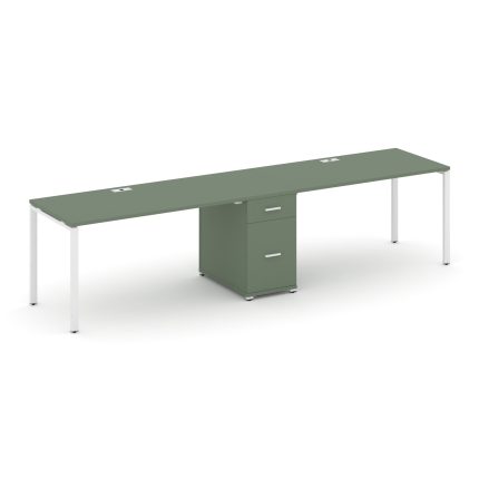 Concept Рабочая станция 2 места с 1 опорной тумбой CN.ORS-406 W Кобо/Металл Белый 2780*720*750