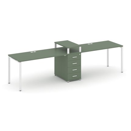 Concept Рабочая станция 2 места с 1 опорной тумбой CN.ORS-417 W Кобо/Металл Белый 2380*720*917