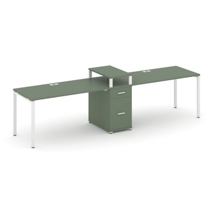 Concept Рабочая станция 2 места с 1 опорной тумбой CN.ORS-422 W Кобо/Металл Белый 2780*720*917