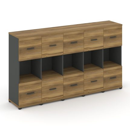 Concept Шкаф 5 узких секций, 3 ниши CN.STU-355 A Сандал Янтарный/Антрацит/Металл Антрацит 2084*420*1