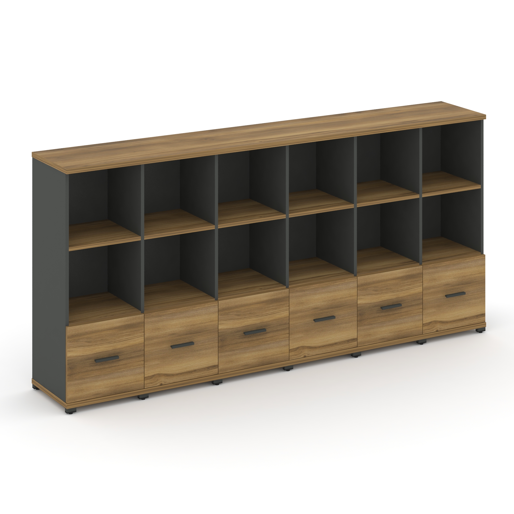 Concept Шкаф 6 узких секций, 3 ниши CN.STU-361 A Сандал Янтарный/Антрацит/Металл Антрацит 2500*420*1