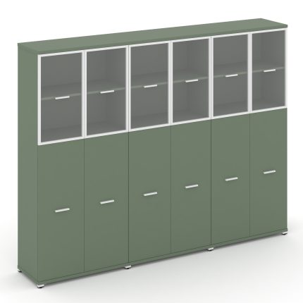 Concept Шкаф 3 широкие секции, 5 ниш CN.STS-535 RPW W Кобо/Металл Белый/Прозрачный 2500*420*1922