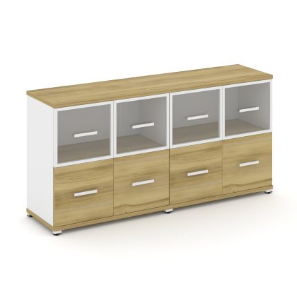 Concept Шкаф 2 широкие секции, 2 нишии CN.STS-222 RPW W Дуб Винченцо/Белый Бриллиант/Металл Белый/Пр