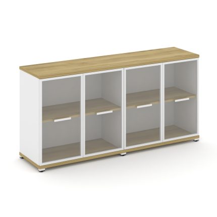 Concept Шкаф 2 широкие секции, 2 нишии CN.STS-223 RPW W Дуб Винченцо/Белый Бриллиант/Металл Белый/Пр