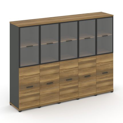 Concept Шкаф 5 узких секций, 4 ниши CN.STU-452 RPB A Сандал Янтарный/Антрацит/Металл Антрацит/Прозра