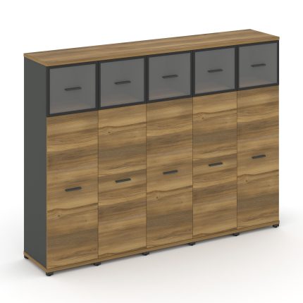 Concept Шкаф 5 узких секций, 4 ниши CN.STU-454 RPB A Сандал Янтарный/Антрацит/Металл Антрацит/Прозра