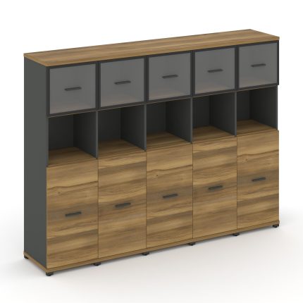 Concept Шкаф 5 узких секций, 4 ниши CN.STU-455 RPB A Сандал Янтарный/Антрацит/Металл Антрацит/Прозра