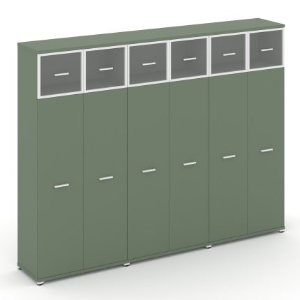 Concept Шкаф 3 широкие секции, 5 ниш CN.STS-537 RPW W Кобо/Металл Белый/Прозрачный 2500*420*1922