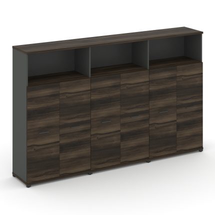 Concept Шкаф 3 широкие секции, 4 ниши CN.STS-433 A Дуб Мали/Антрацит/Металл Антрацит 2500*420*1554