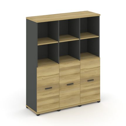 Concept Шкаф 3 узкие секции, 4 ниши CN.STU-431 A Дуб Винченцо/Антрацит/Металл Антрацит 1252*420*1554