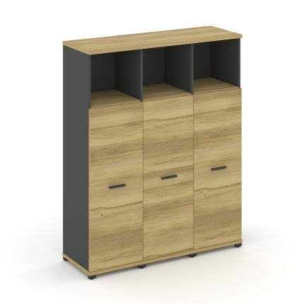 Concept Шкаф 3 узкие секции, 4 ниши CN.STU-433 A Дуб Винченцо/Антрацит/Металл Антрацит 1252*420*1554