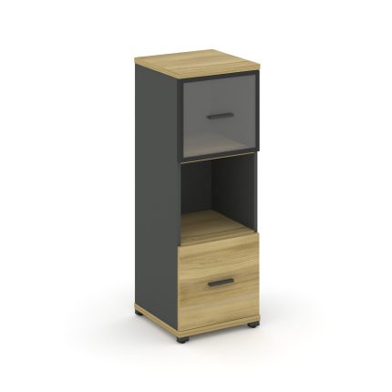 Concept Шкаф 1 узкая секция, 3 ниши CN.STU-315 RPB A Дуб Винченцо/Антрацит/Металл Антрацит/Прозрачны