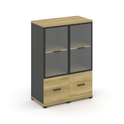 Concept Шкаф 2 узкие секции, 3 ниши CN.STU-322 RPB A Дуб Винченцо/Антрацит/Металл Антрацит/Прозрачны