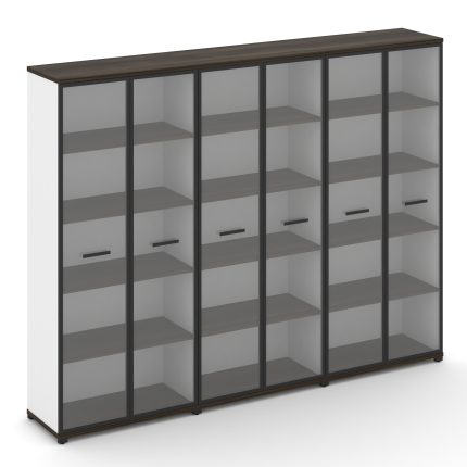 Concept Шкаф 3 широкие секции, 5 ниш CN.STS-538 RPB B Дуб Мали/Белый Бриллиант/Металл Черный/Прозрач