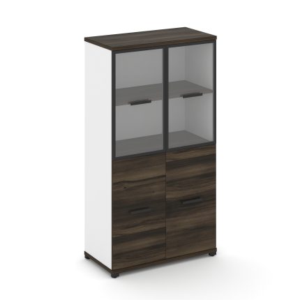 Concept Шкаф 1 широкая секция, 4 ниши CN.STS-412 RPB B Дуб Мали/Белый Бриллиант/Металл Черный/Прозра