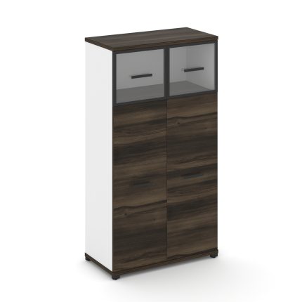 Concept Шкаф 1 широкая секция, 4 ниши CN.STS-414 RPB B Дуб Мали/Белый Бриллиант/Металл Черный/Прозра