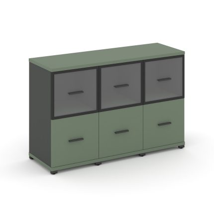 Concept Шкаф 3 узкие секции, 2 ниши CN.STU-232 RPB A Кобо/Антрацит/Металл Антрацит/Прозрачный 1252*4