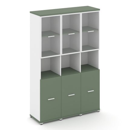 Concept Шкаф 3 узкие секции, 5 ниш CN.STU-533 RPW W Кобо/Белый Бриллиант/Металл Белый/Прозрачный 125