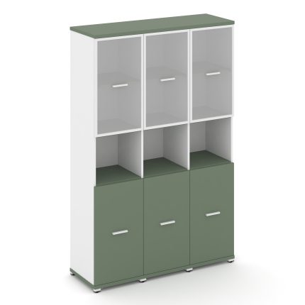 Concept Шкаф 3 узкие секции, 5 ниш CN.STU-533 RMW W Кобо/Белый Бриллиант/Металл Белый/Сатин 1252*420