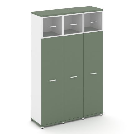 Concept Шкаф 3 узкие секции, 5 ниш CN.STU-537 RPW W Кобо/Белый Бриллиант/Металл Белый/Прозрачный 125