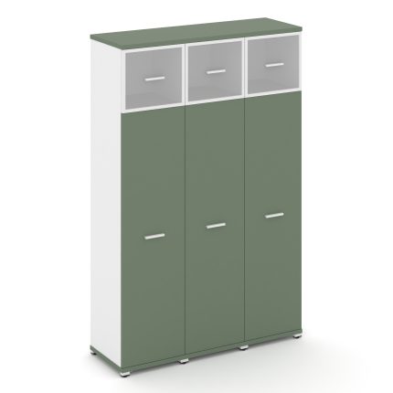 Concept Шкаф 3 узкие секции, 5 ниш CN.STU-537 RMW W Кобо/Белый Бриллиант/Металл Белый/Сатин 1252*420