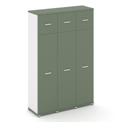 Concept Шкаф 3 узкие секции, 5 ниш CN.STU-537 W Кобо/Белый Бриллиант/Металл Белый 1252*420*1922