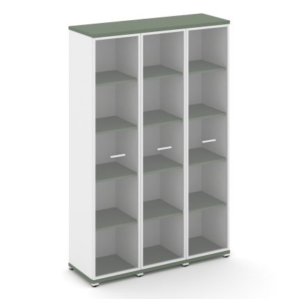 Concept Шкаф 3 узкие секции, 5 ниш CN.STU-538 RPW W Кобо/Белый Бриллиант/Металл Белый/Прозрачный 125