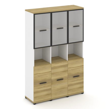 Concept Шкаф 3 узкие секции, 5 ниш CN.STU-533 RMB B Дуб Винченцо/Белый Бриллиант/Металл Черный/Сатин