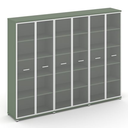 Concept Шкаф 3 широкие секции, 5 ниш CN.STS-538 RPW W Кобо/Металл Белый/Прозрачный 2500*420*1922