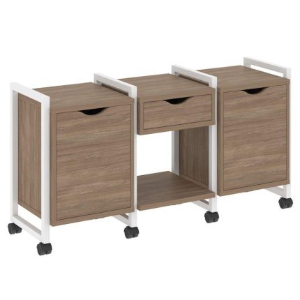 Loft Тумба на колесных опорах VR.L-TN-7.K Дуб Аризона/Металл Белый 1440*460*767