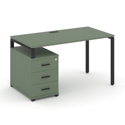 Concept Стол письменный с 1 опорной тумбой CN.SP-303 B Кобо/Металл Черный 1380/1746*720*750