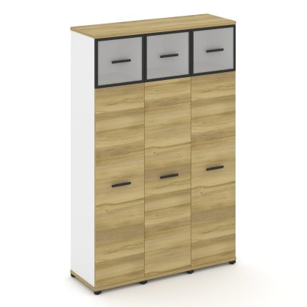 Concept Шкаф 3 узкие секции, 5 ниш CN.STU-537 RMB B Дуб Винченцо/Белый Бриллиант/Металл Черный/Сатин