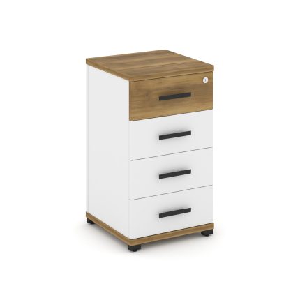 Concept Тумба опорная/приставная 4 ящ. CN.TUO-002 B Сандал Янтарный/Белый Бриллиант/Металл Черный 42