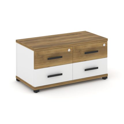 Concept Тумба приставная широкая 4 ящ. CN.TSP-001 B Сандал Янтарный/Белый Бриллиант/Металл Черный 83