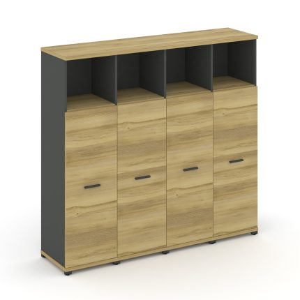 Concept Шкаф 4 узкие секции, 4 ниши  CN.STU-443 A Дуб Винченцо/Антрацит/Металл Антрацит 1668*420*155