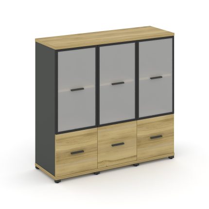 Concept Шкаф 3 узкие секции, 3 ниши CN.STU-332 RMB A Дуб Винченцо/Антрацит/Металл Антрацит/Сатин 125