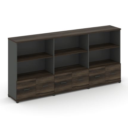 Concept Шкаф 3 широкие секции, 3 ниши CN.STS-331 A Дуб Мали/Антрацит/Металл Антрацит 2500*420*1186