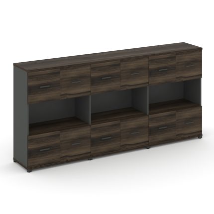 Concept Шкаф 3 широкие секции, 3 ниши CN.STS-335 A Дуб Мали/Антрацит/Металл Антрацит 2500*420*1186