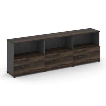 Concept Шкаф 3 широкие секции, 2 ниши CN.STS-231 A Дуб Мали/Антрацит/Металл Антрацит 2500*420*818