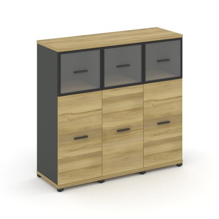 Concept Шкаф 3 узкие секции, 3 ниши CN.STU-334 RPB A Дуб Винченцо/Антрацит/Металл Антрацит/Прозрачны