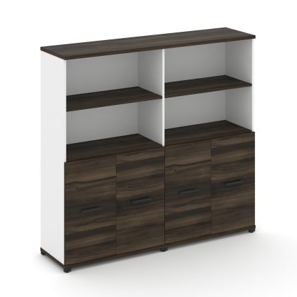 Concept Шкаф 2 широкие секции, 4 ниши CN.STS-421 B Дуб Мали/Белый Бриллиант/Металл Черный 1668*420*1