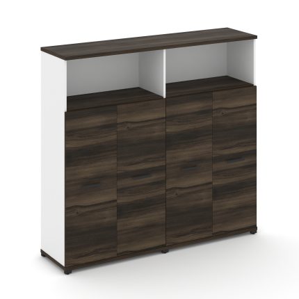 Concept Шкаф 2 широкие секции, 4 ниши CN.STS-423 B Дуб Мали/Белый Бриллиант/Металл Черный 1668*420*1