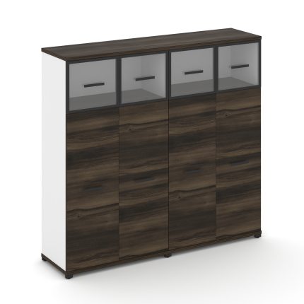 Concept Шкаф 2 широкие секции, 4 ниши CN.STS-424 RPB B Дуб Мали/Белый Бриллиант/Металл Черный/Прозра