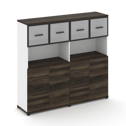 Concept Шкаф 2 широкие секции, 4 ниши CN.STS-425 RMB B Дуб Мали/Белый Бриллиант/Металл Черный/Сатин