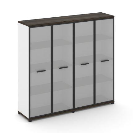 Concept Шкаф 2 широкие секции, 4 ниши CN.STS-426 RMB B Дуб Мали/Белый Бриллиант/Металл Черный/Сатин