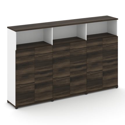 Concept Шкаф 3 широкие секции, 4 ниши CN.STS-433 B Дуб Мали/Белый Бриллиант/Металл Черный 2500*420*1