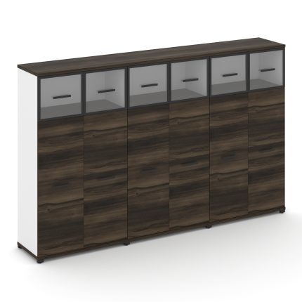 Concept Шкаф 3 широкие секции, 4 ниши CN.STS-434 RPB B Дуб Мали/Белый Бриллиант/Металл Черный/Прозра