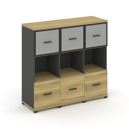 Concept Шкаф 3 узкие секции, 3 ниши CN.STU-335 RMB A Дуб Винченцо/Антрацит/Металл Антрацит/Сатин 125