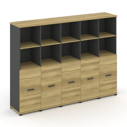 Concept Шкаф 5 узких секций, 4 ниши CN.STU-451 A Дуб Винченцо/Антрацит/Металл Антрацит 2084*420*1554